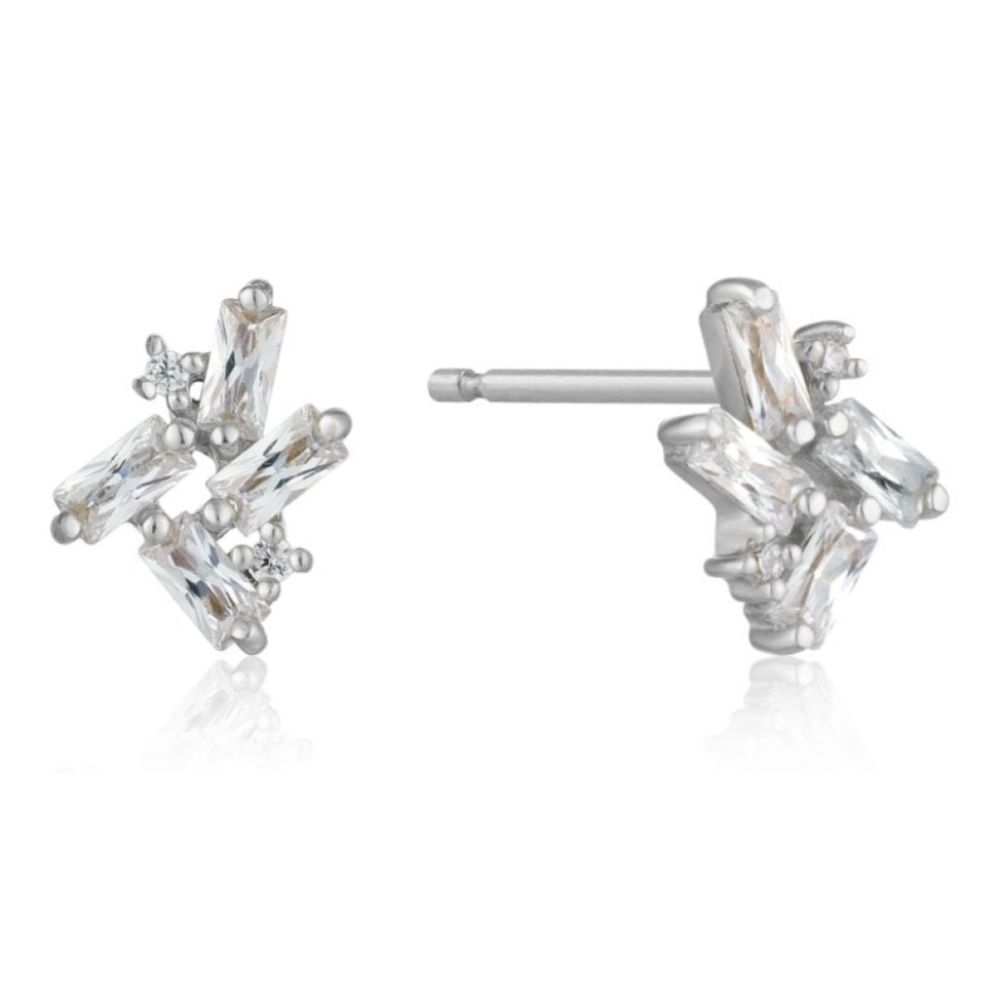 Cluster Stud Earrings Silver