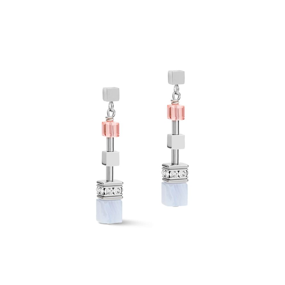 Multitask Summer Multi Pastel-Silver Geo Cube Earrings With Stickpin