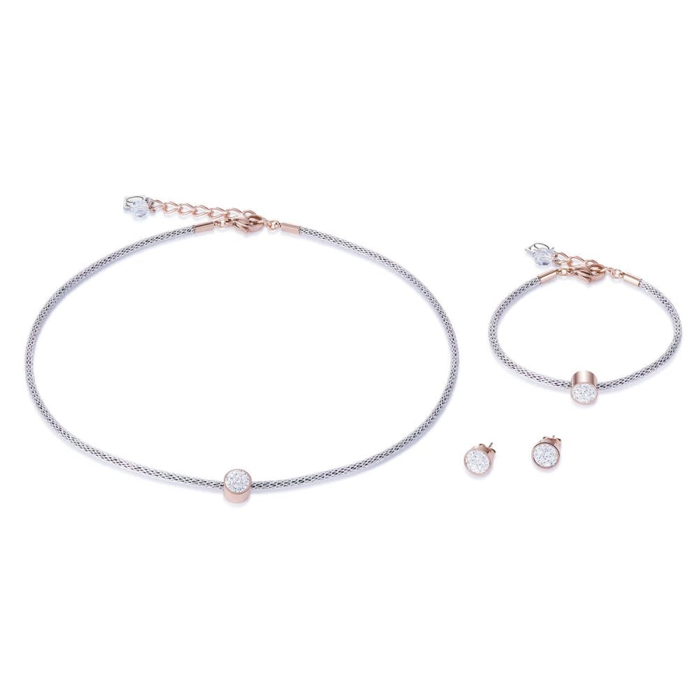 Crystal Pave & Mesh Rose Gold Necklace