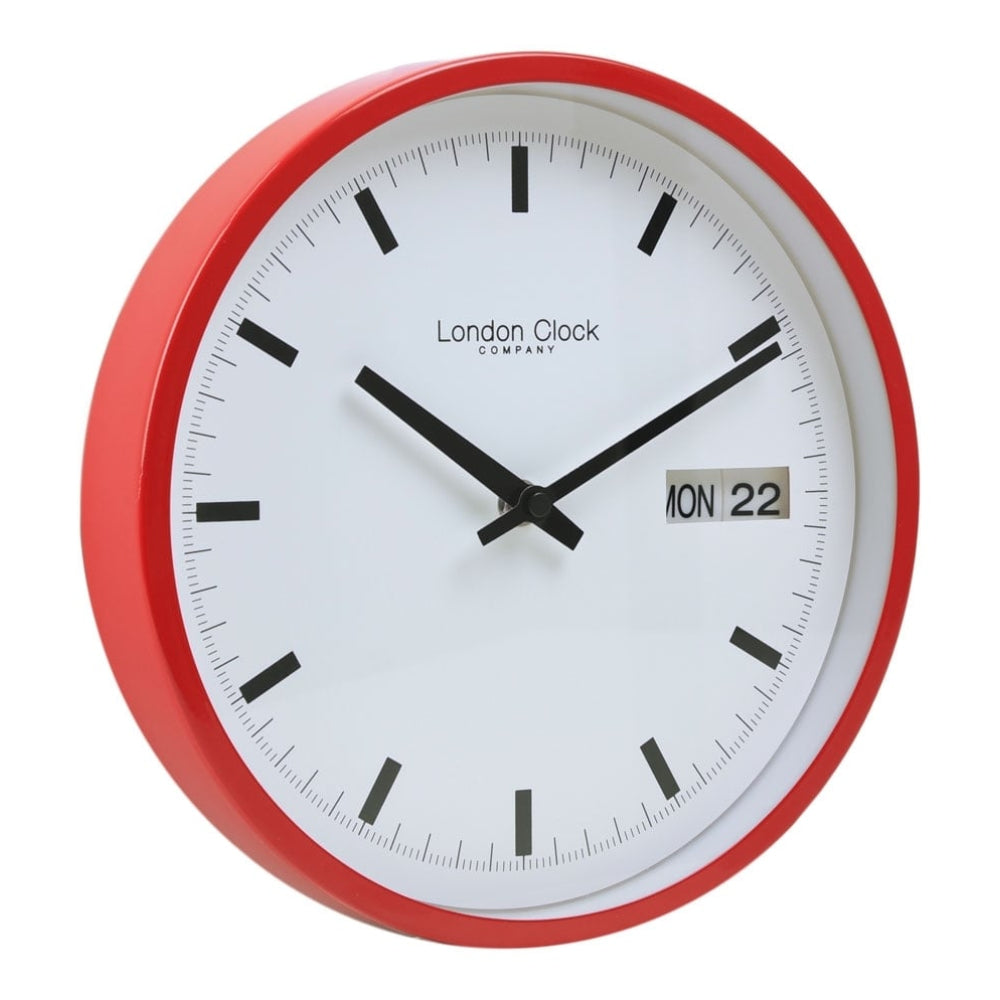 Red Day Date Wall Clock