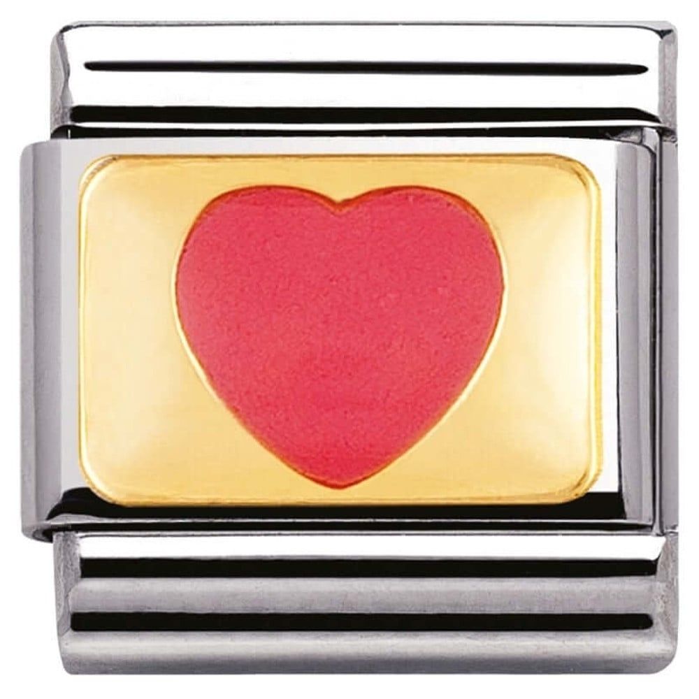 Classic Pink Heart Gold Link