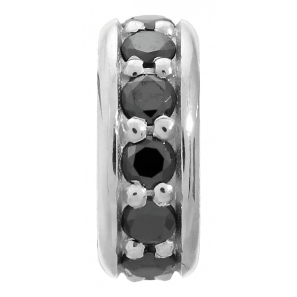 Black CZ stone sterling Silver Ring Charm