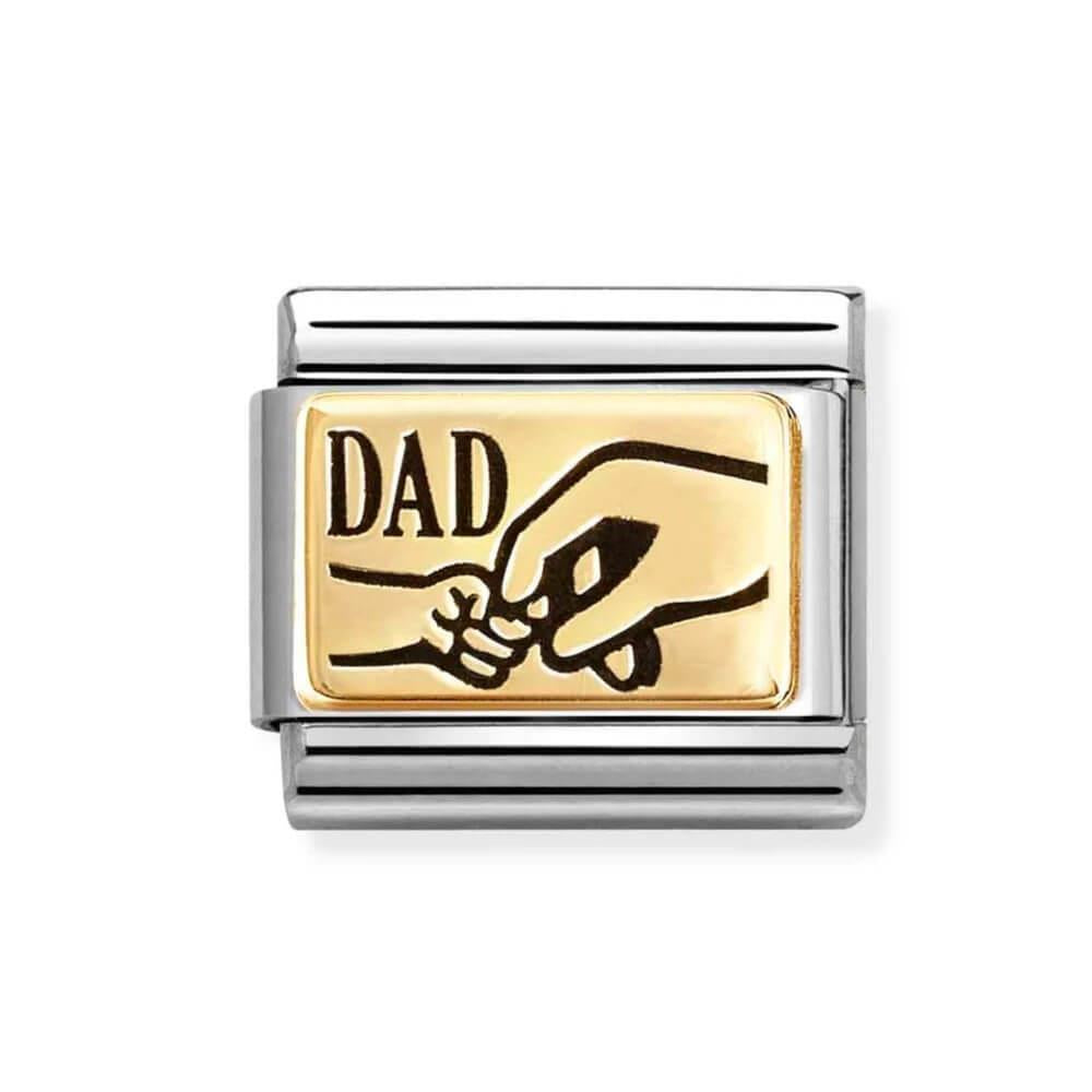 Composable Classic Link DAD With Hands Symbol In 18K Gold & Black Enamel