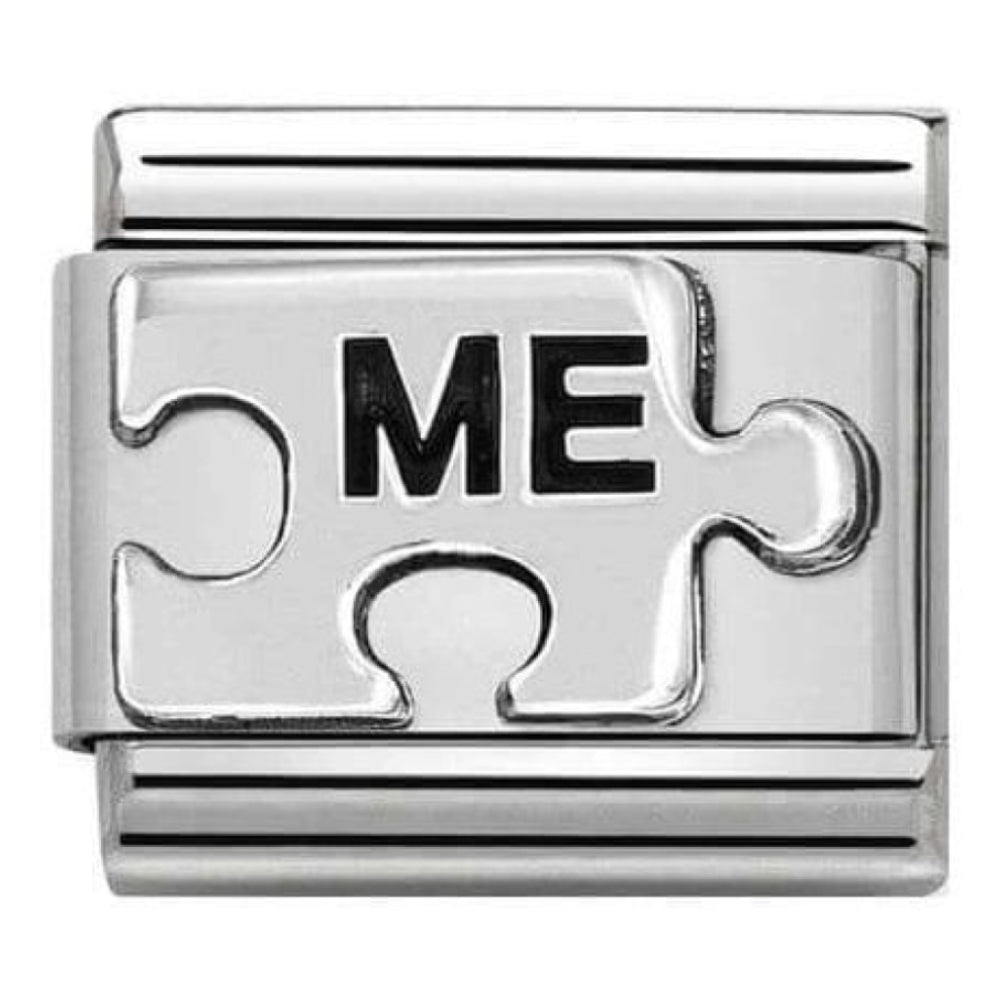 Classic Oxidised Silver 'ME' Puzzle Piece Link