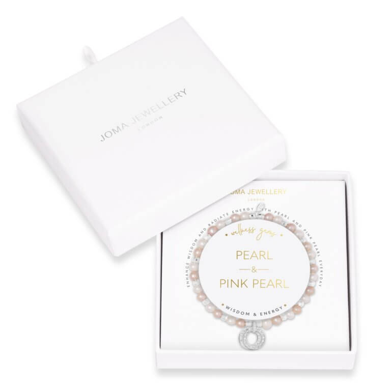 Wellness Gems | Silver | Pearl And Pink Pearl Bracelet | 17.5cm Stretch