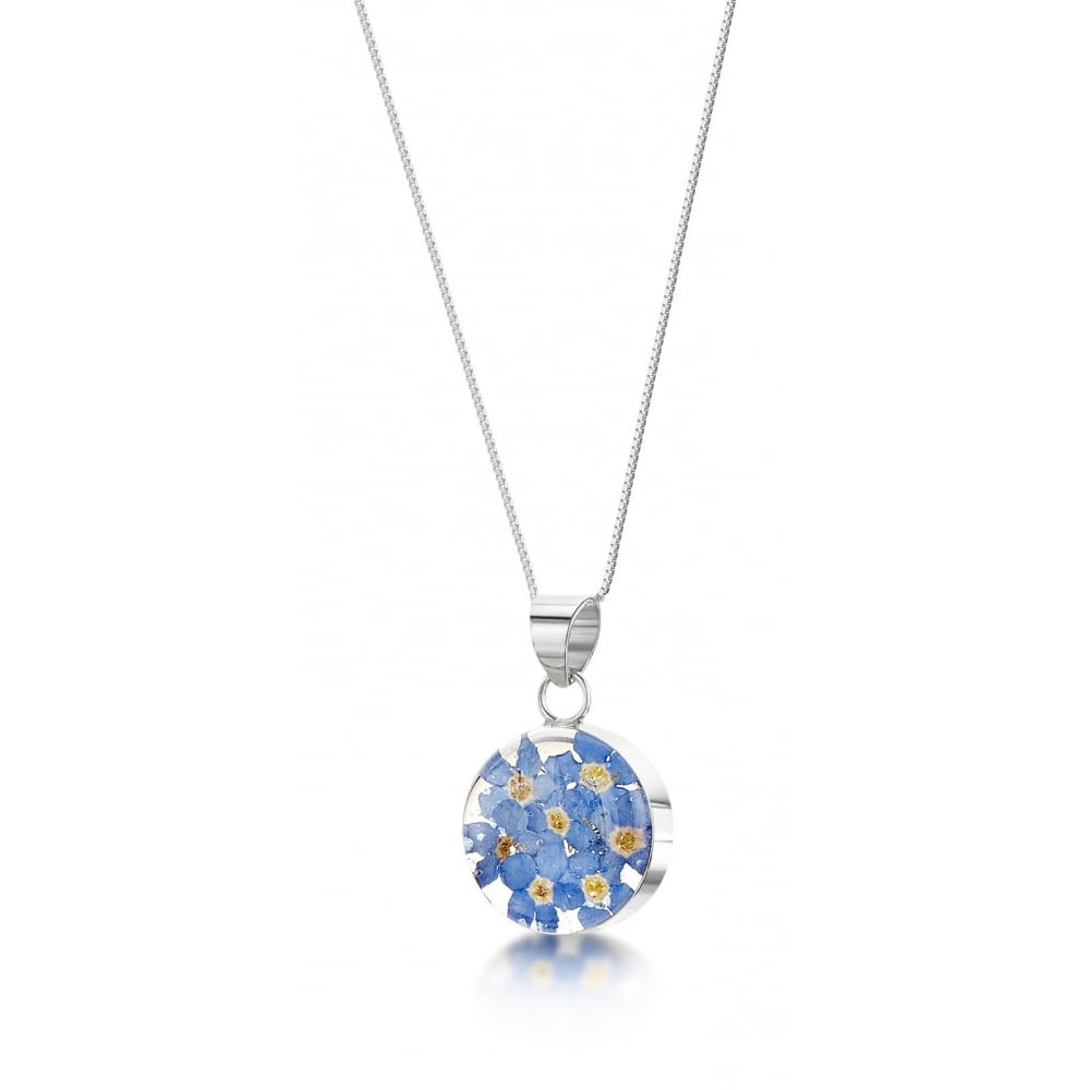 Silver Pendant - Forget me not - Medium Round