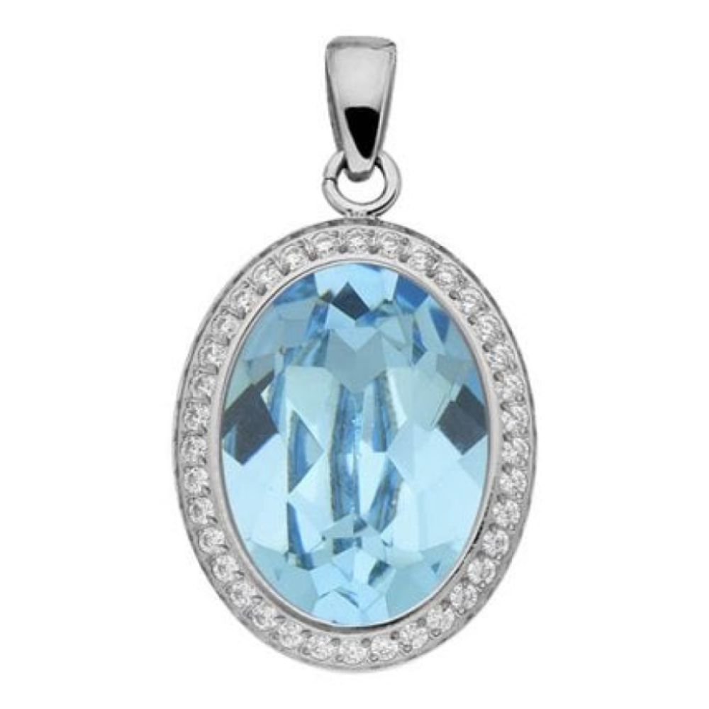 Pendant Tivola Deluxe Aquamarine Crystal Big Silver