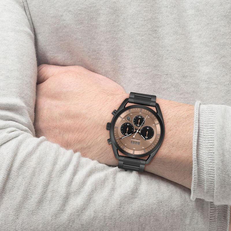 Top Chronograph Black IP Bracelet Gents Watch