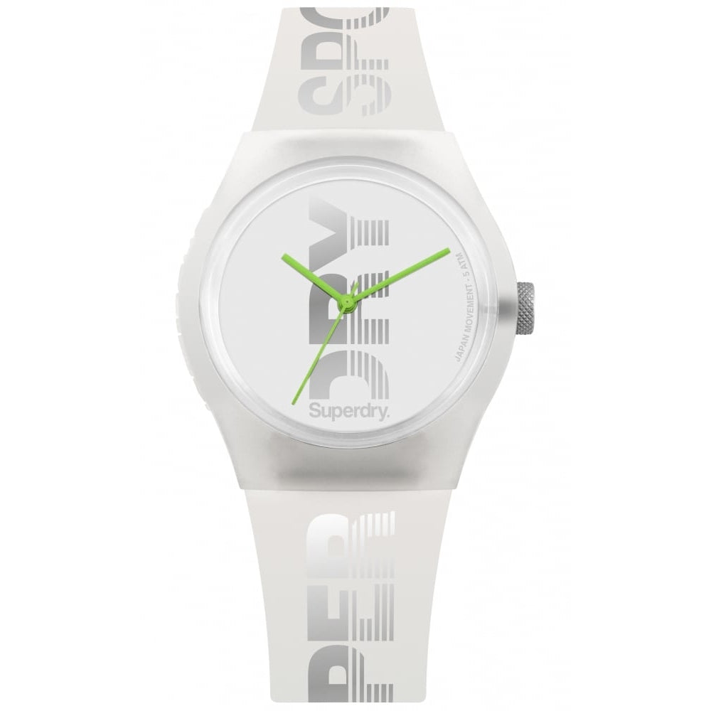 Urban Sport White Dial With White Printed Silicone Strap Gents Watch