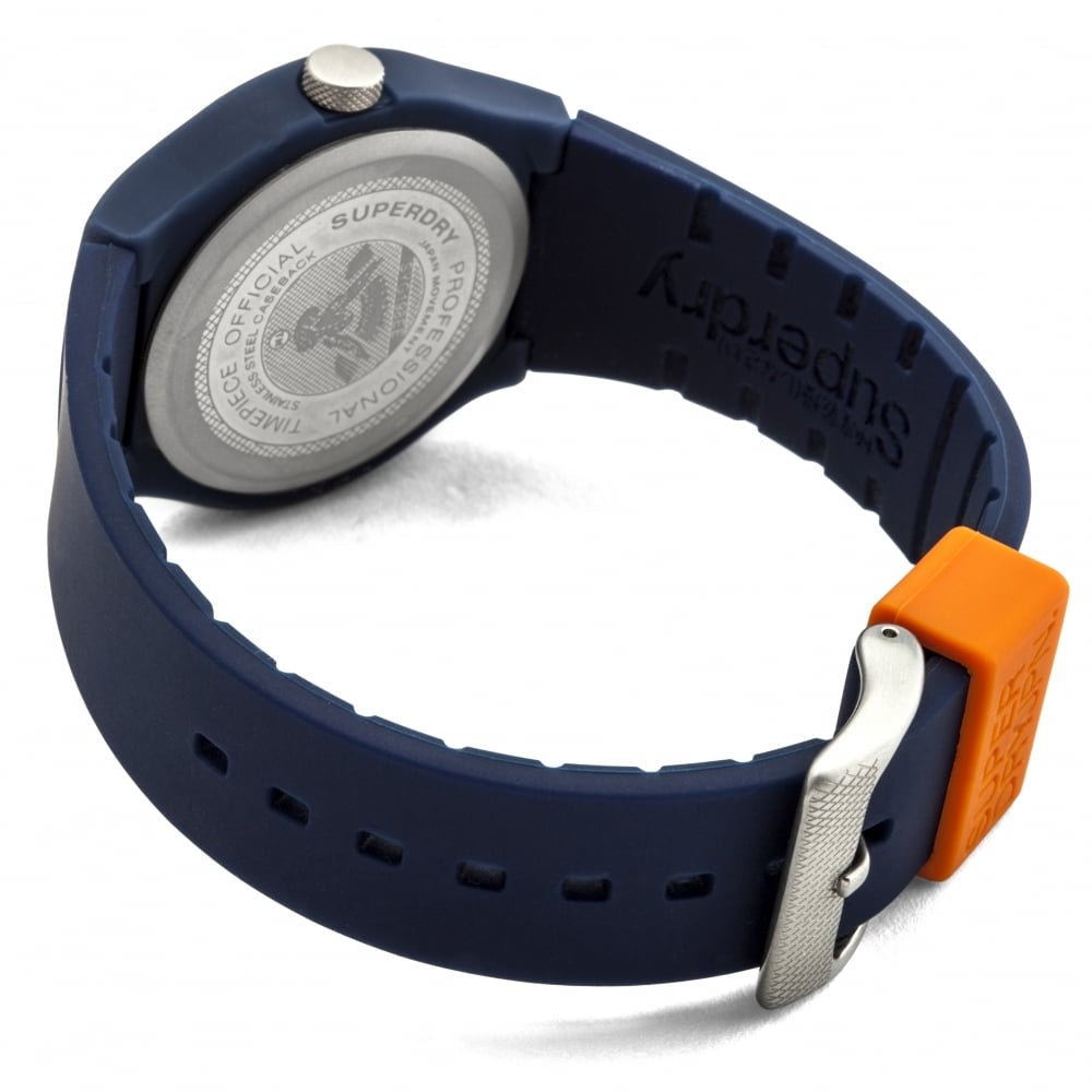 Urban' Navy Silicone Strap Watch With Orange Dial