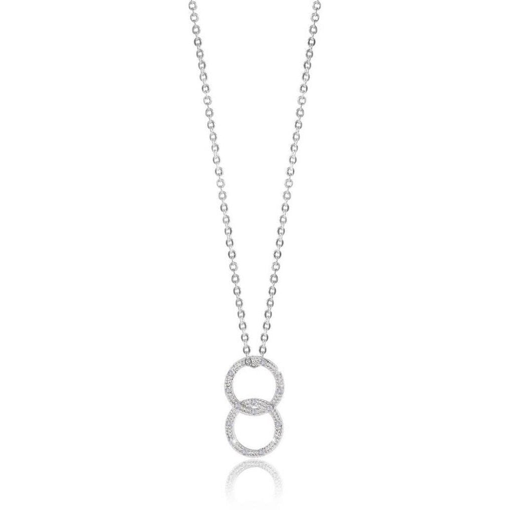 Infinity - Silver Pave Circle Charm On Silver Necklace/Chocker/Bracelet