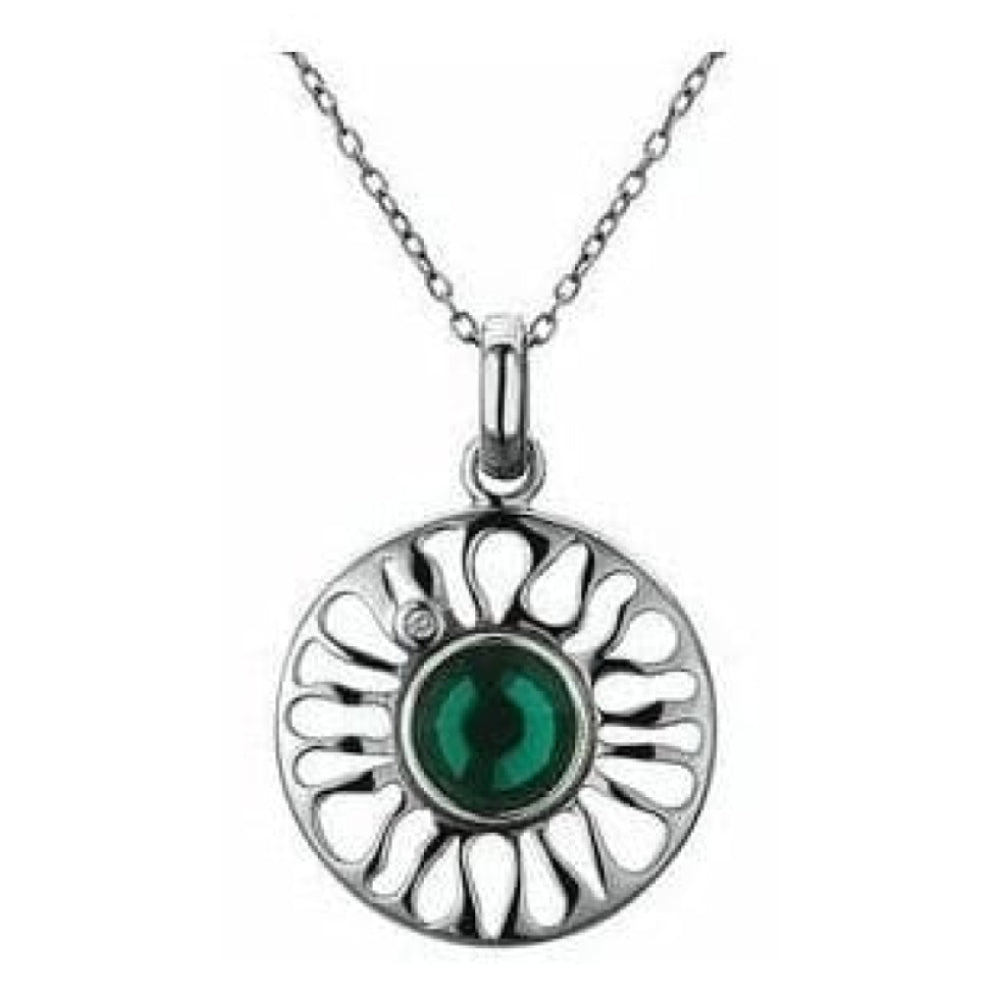 Ladies Sundial Emerald Swarovski Elements Diamond Necklace