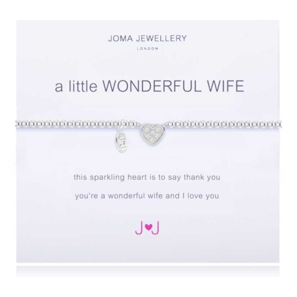 a little WONDERFUL WIFE - bracelet - silver and silver pave heart