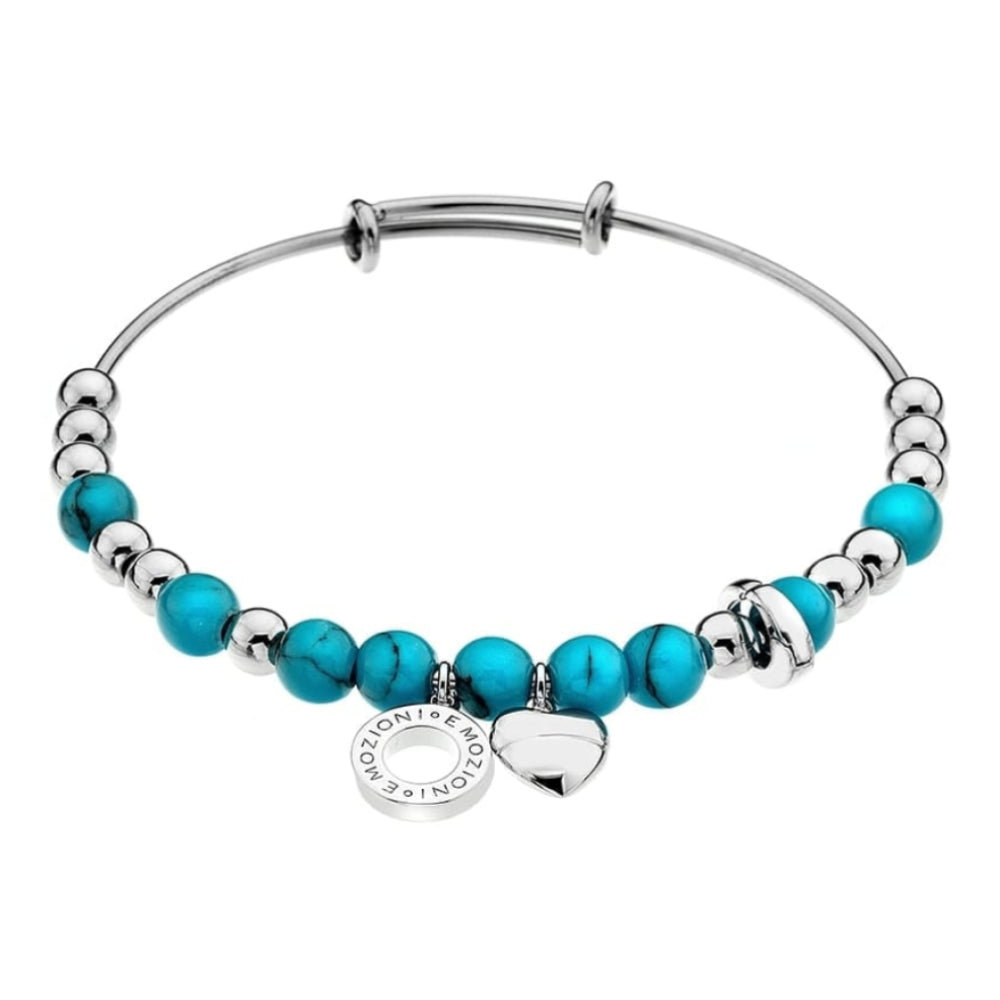 Emozioni Silver Plate Faux Turquoise Bangle