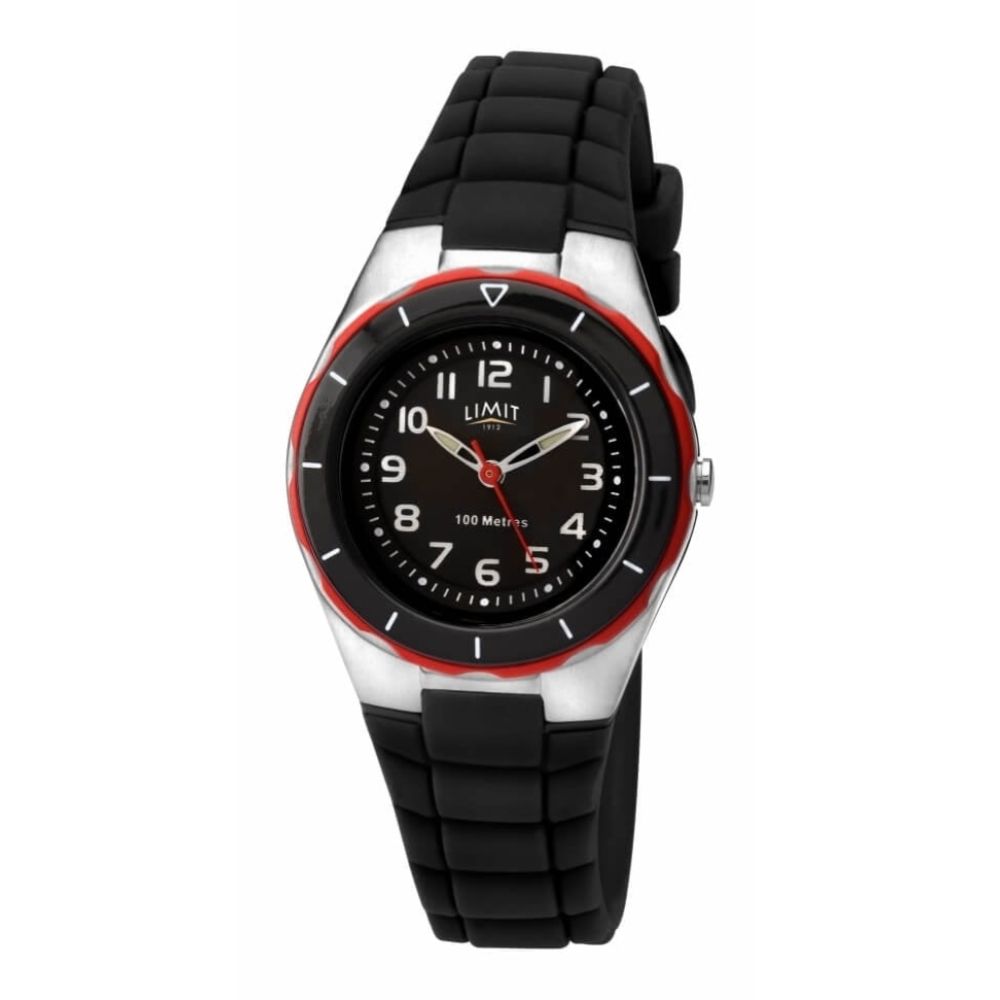 Black Silicone Strap & Plastic Case Wrist Watch