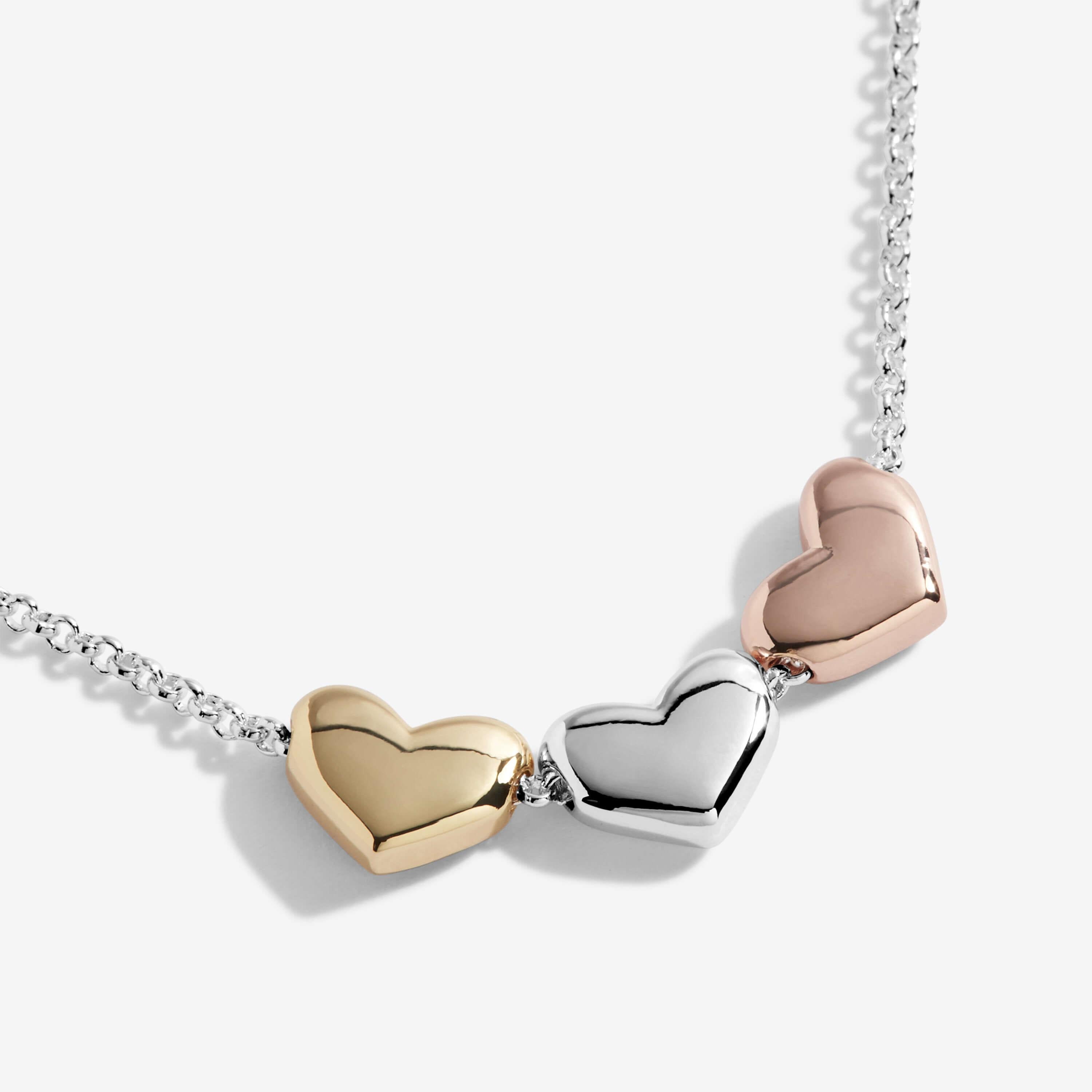 Florence | Heart Necklace | Silver Rose Gold And Gold | Necklace | 46cm + 5cm Extender
