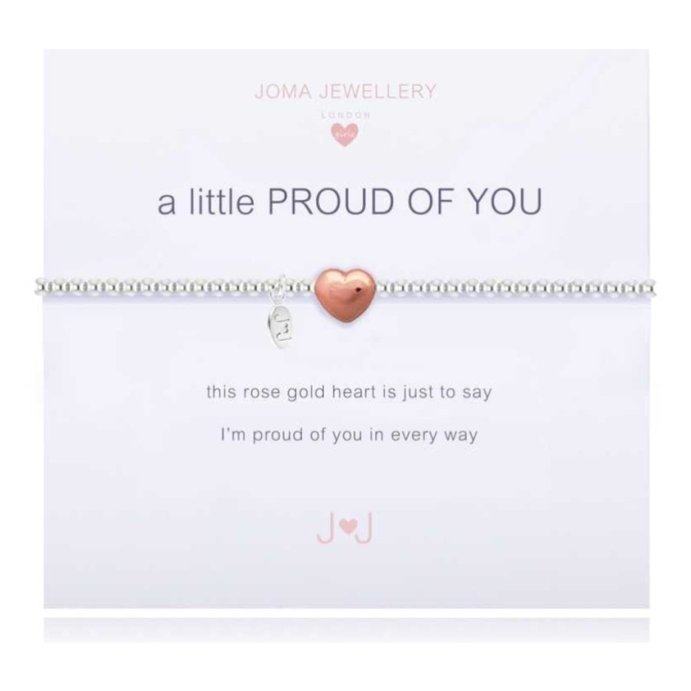 a little PROUD OF YOU - elastic bracelet - silver and rose gold puffed heart