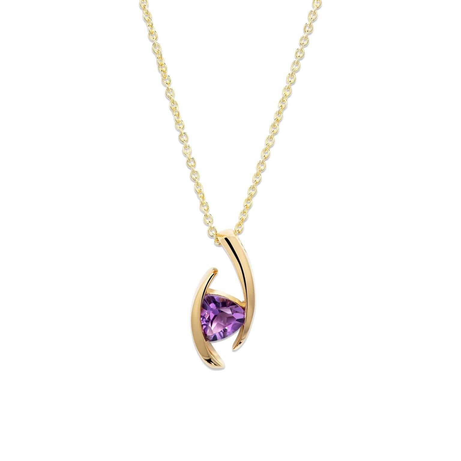 Yellow Gold Plated Amethyst Pendant Necklace