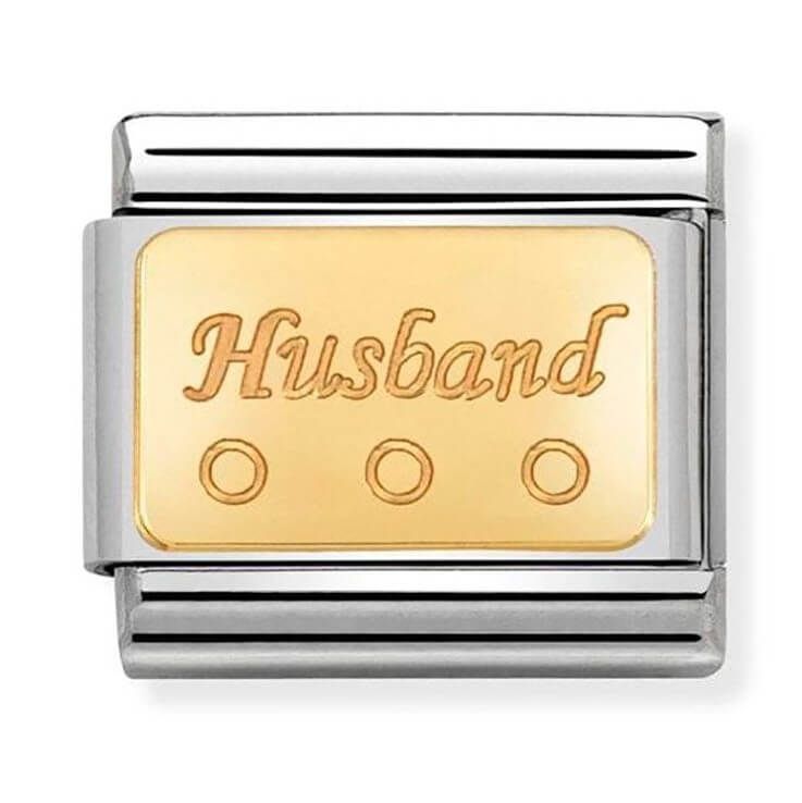Classic Symbols Plate Gold Husband Engraved Link