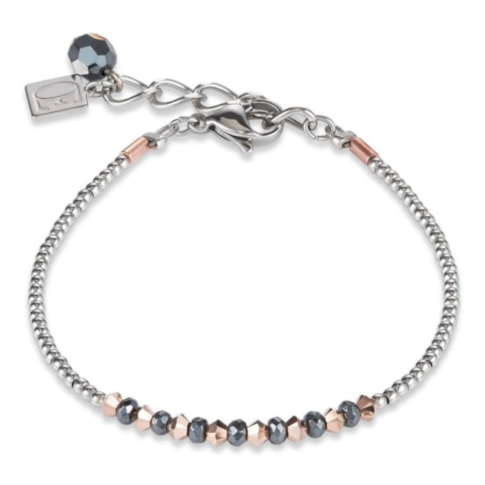 Anthracite Ring Crystals Pave Rose Gold & Silver Bracelet