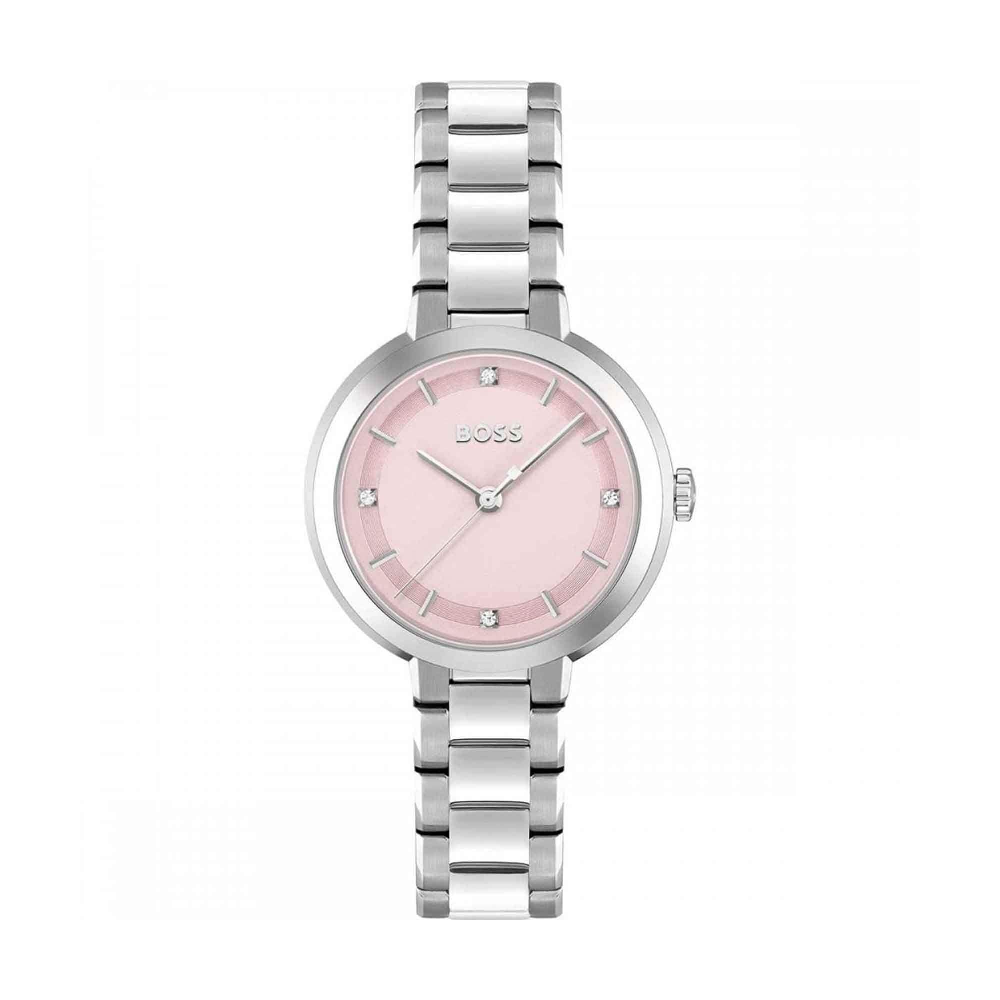 Sena Pink Dial With Stainless Steel Bracelet Strap