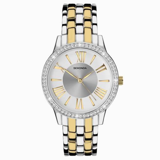 Charlotte Two Tone Alloy Case & Bracelet with Silver Dial Ladies Watch