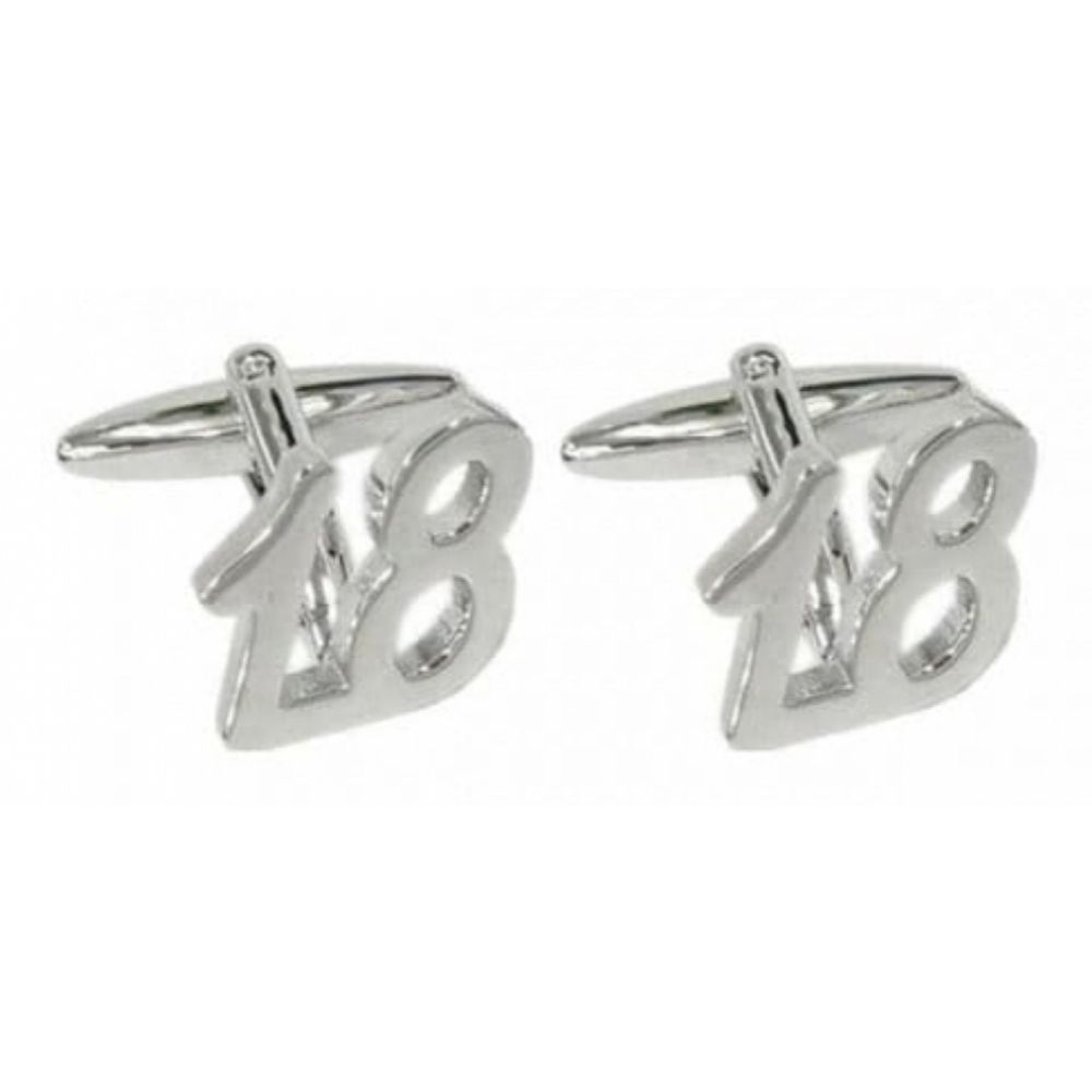 Rhodium Plated '18' Cufflinks
