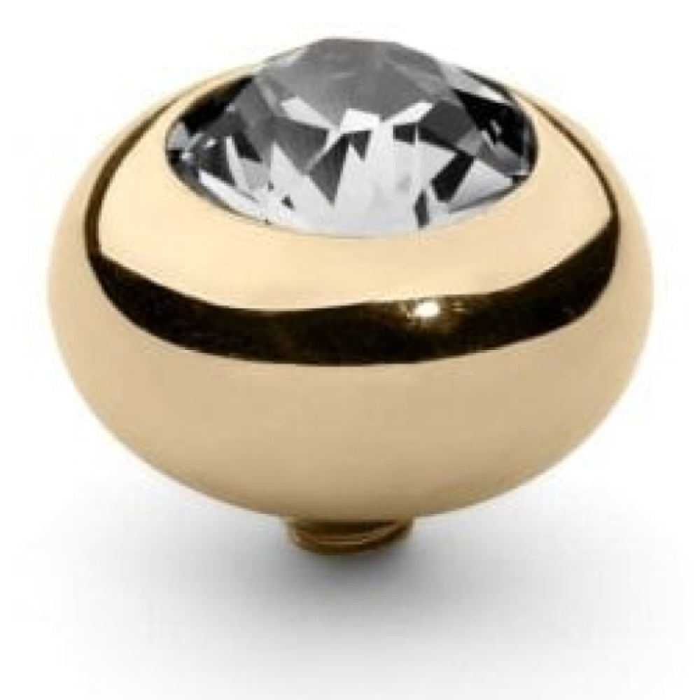 Famosa Gold 10mm Tondo Ring Top Crystal