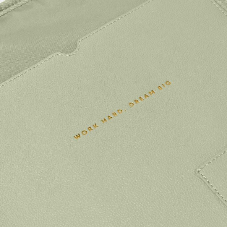 Folio Laptop Case - Work Hard Dream Big - Sage