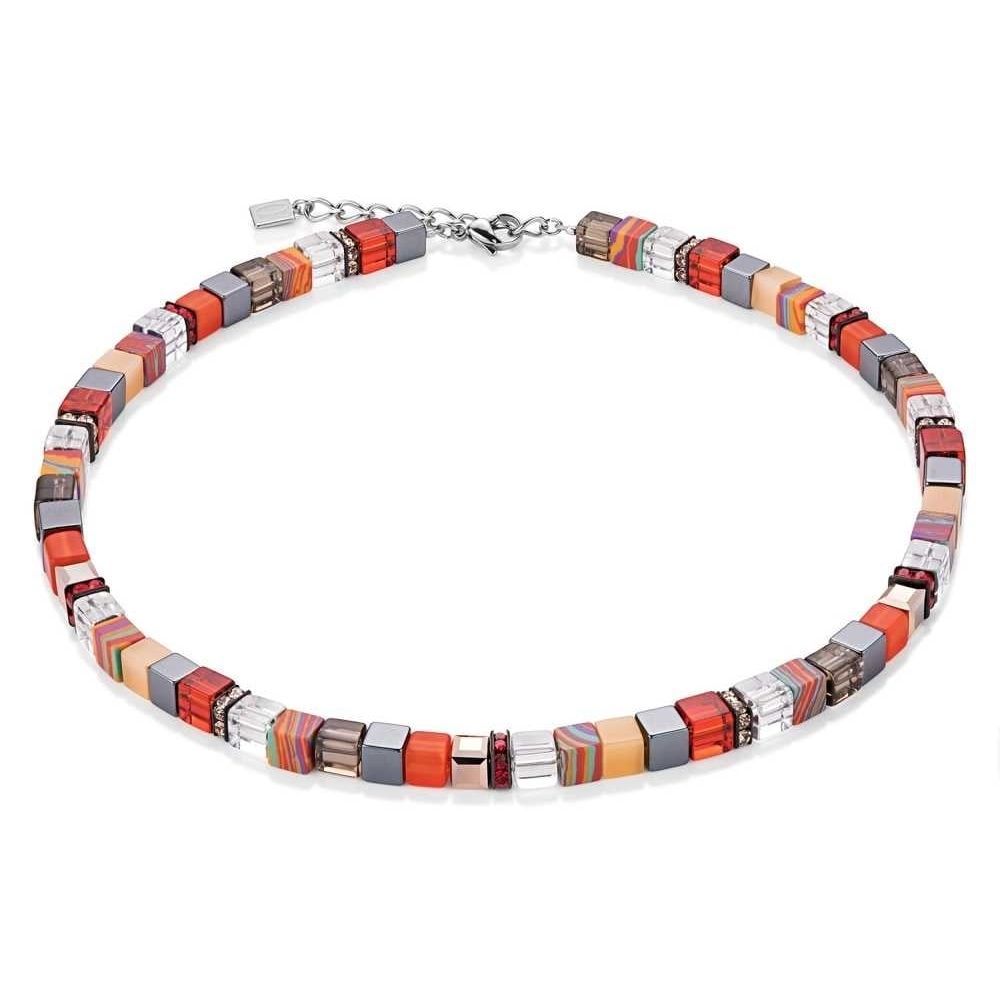 Red-Orange Geo Cube Necklace