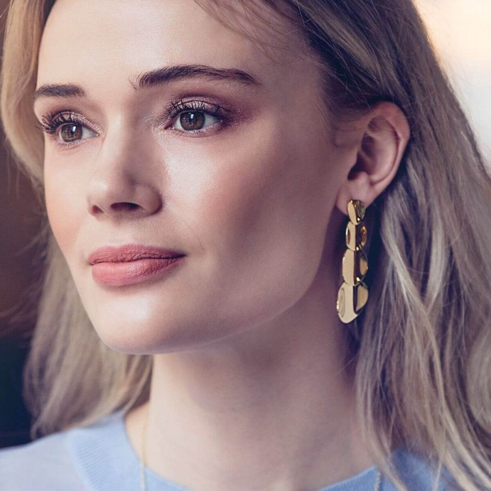 Pebble Earrings Long Gold