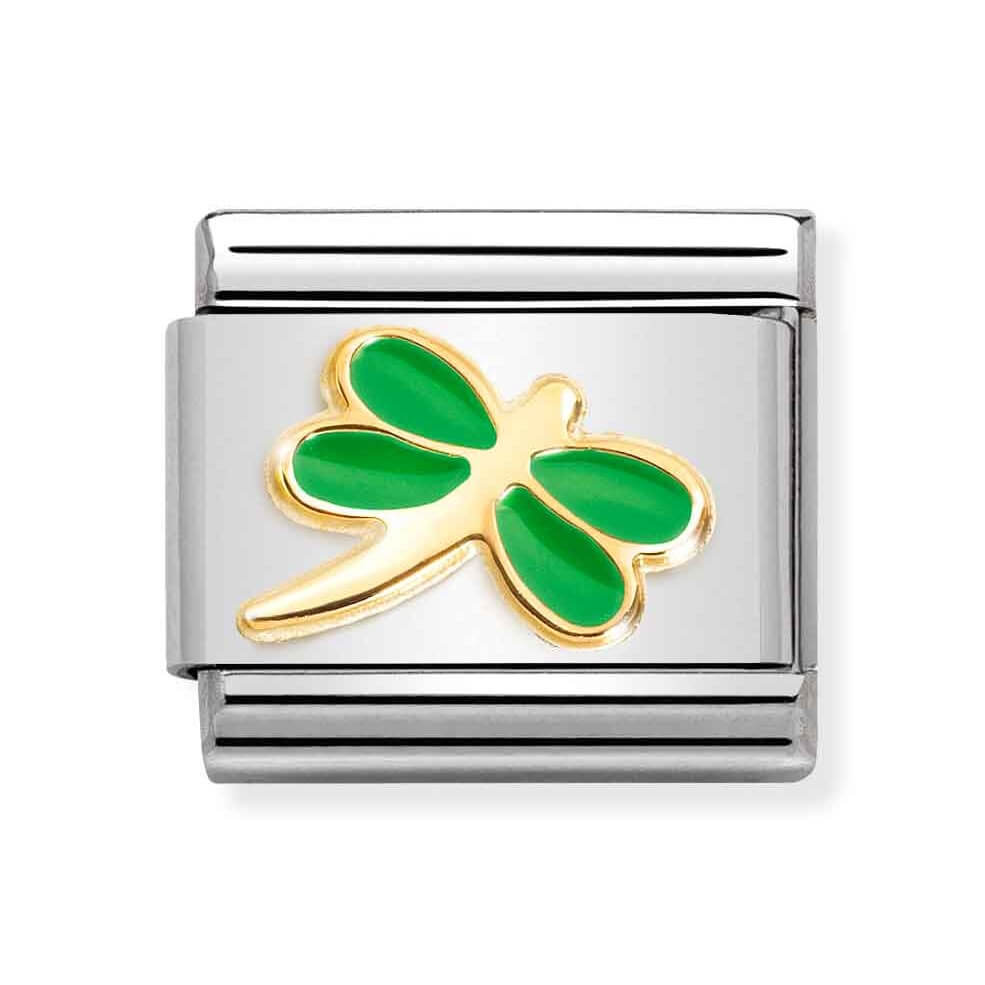 Classic Link In 18K Gold With Green Dragonfly