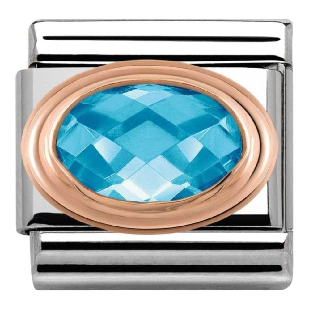Classic Rose Gold Set Blue CZ Link