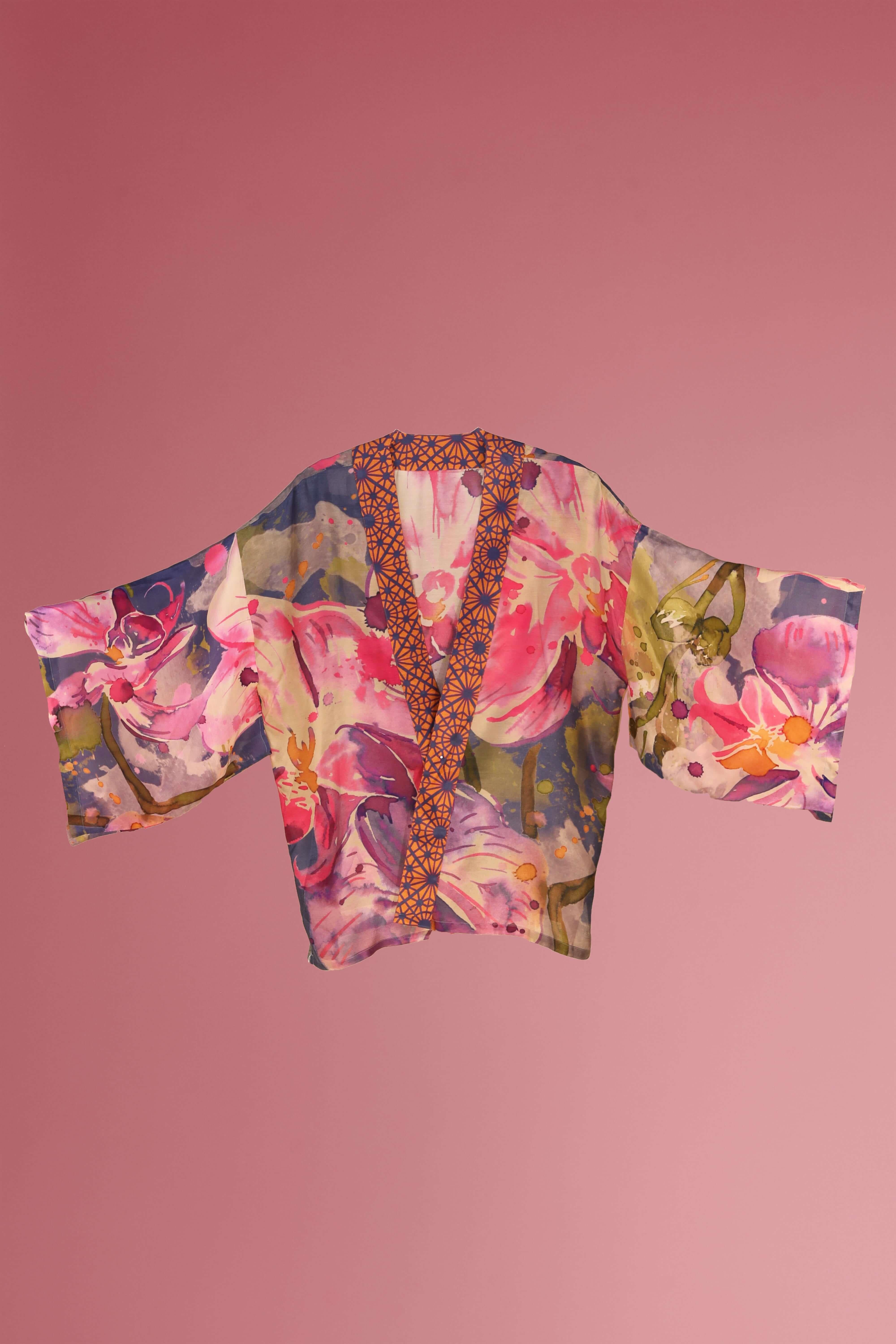 PRINTED KIMONO JACKET - Denim Orchid