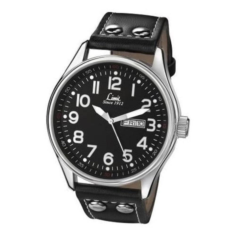 Black Leather Gents Wrist Watch