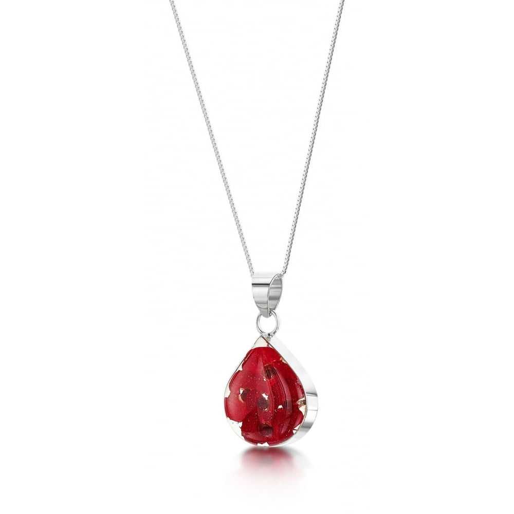 Silver Pendant - Poppy - Teardrop
