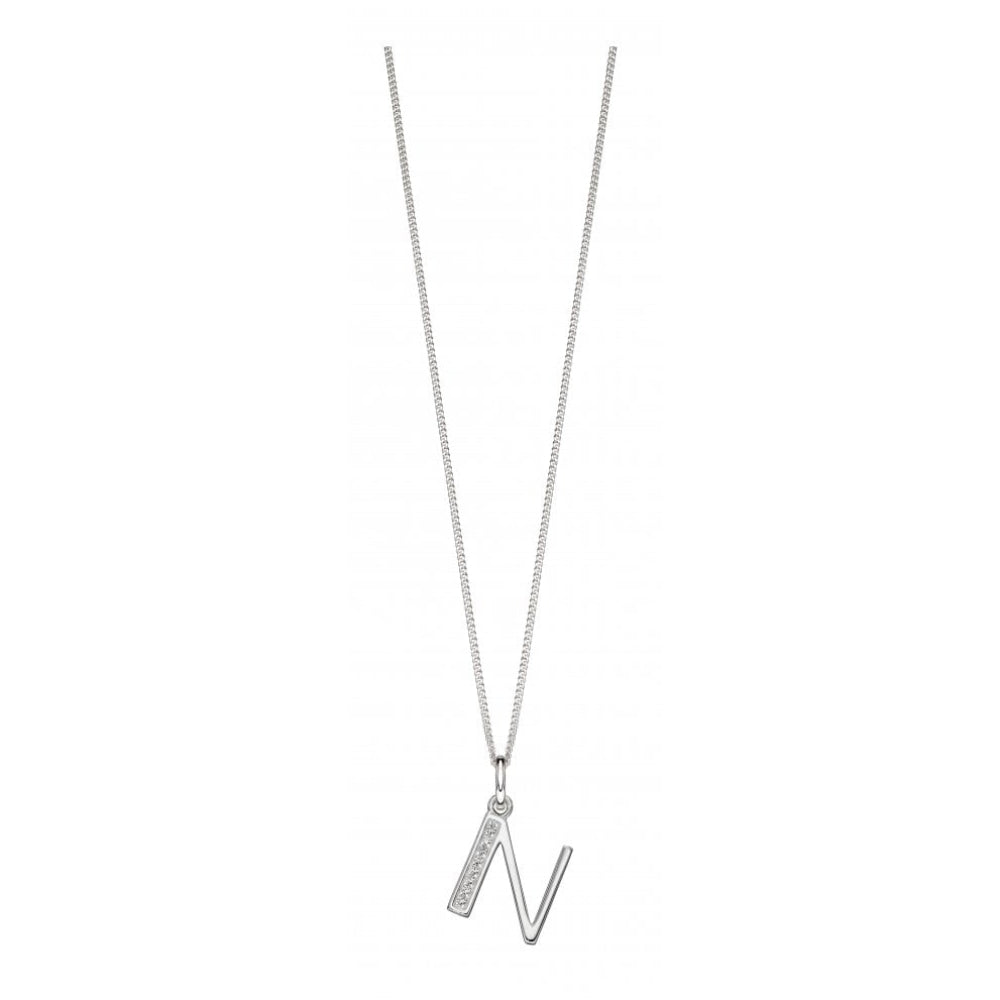 Art Deco Initial 'N' CZ Pendant