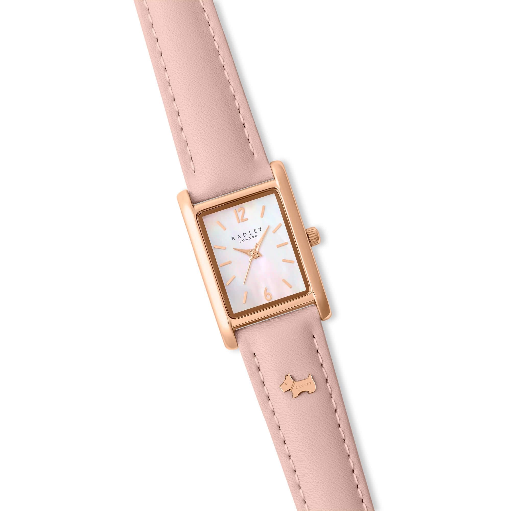 Rose Gold Plated Pink Leather Strap Watch