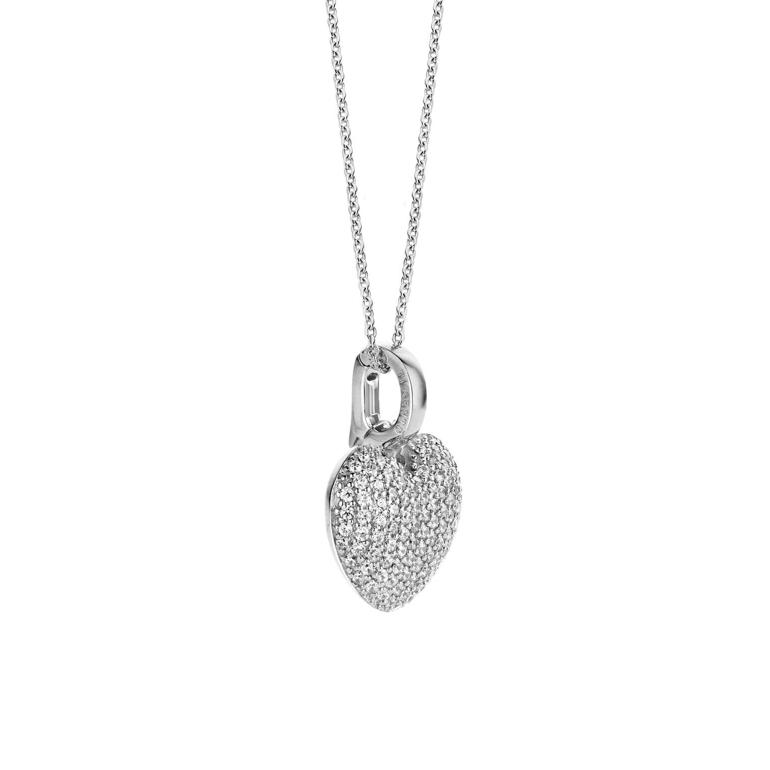 Pave Set CZ Heart Pendant Necklace