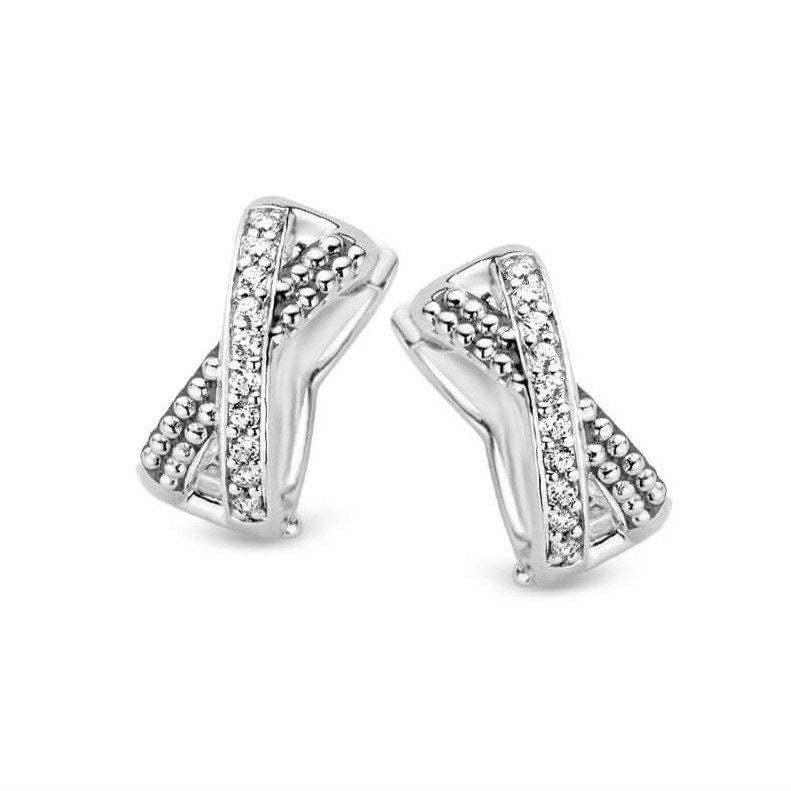 CZ & Oxidised Silver Stud Earrings