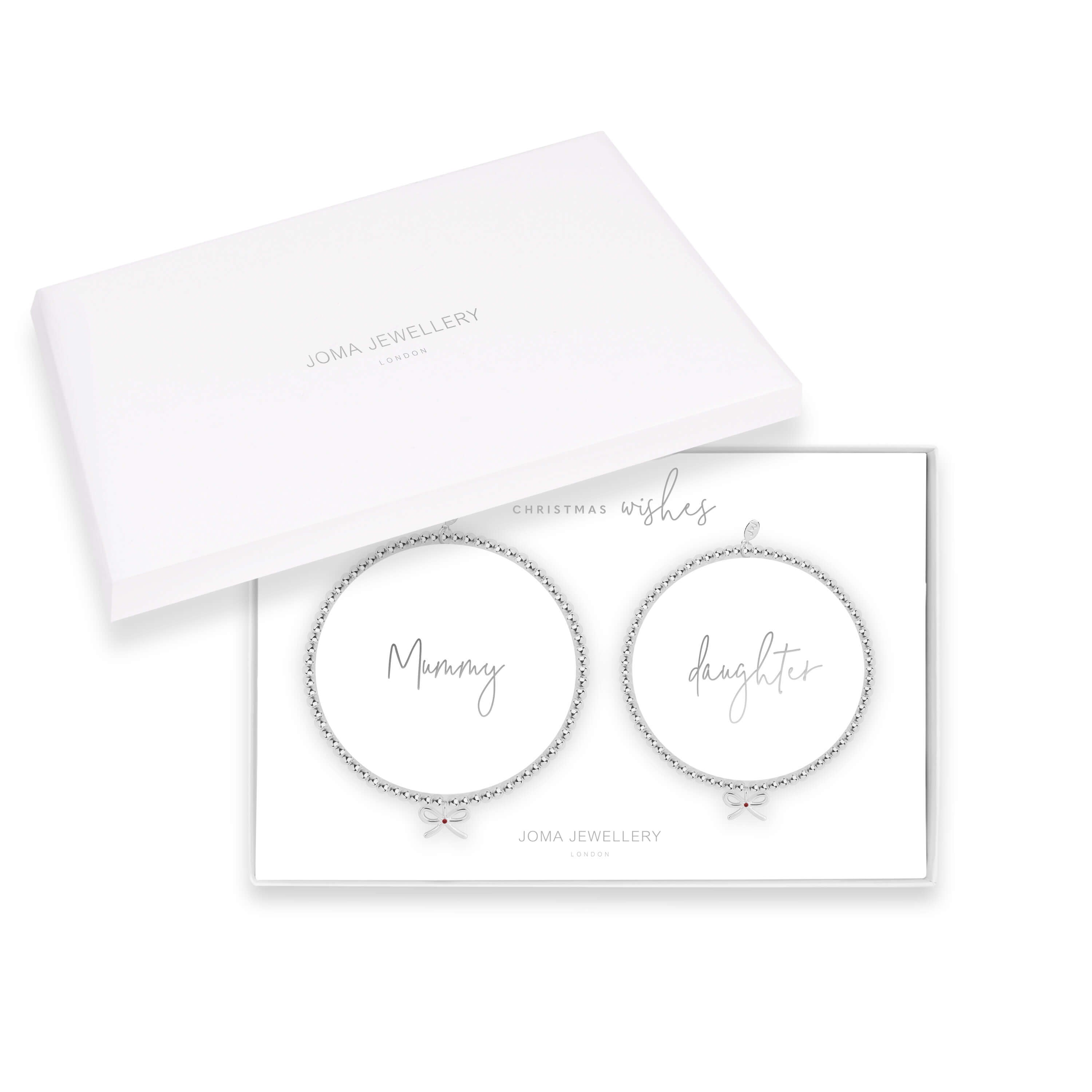 Bracelet Gift Set | Christmas Wishes | Silver | Set Of 2 Bracelets | 17.5cm Stretch/ 15.5cm Stretch