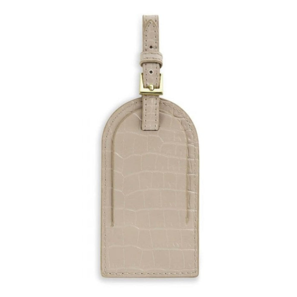 Celine Faux Croc Luggage Tag | Oyster Grey | 11.1 X 6cm