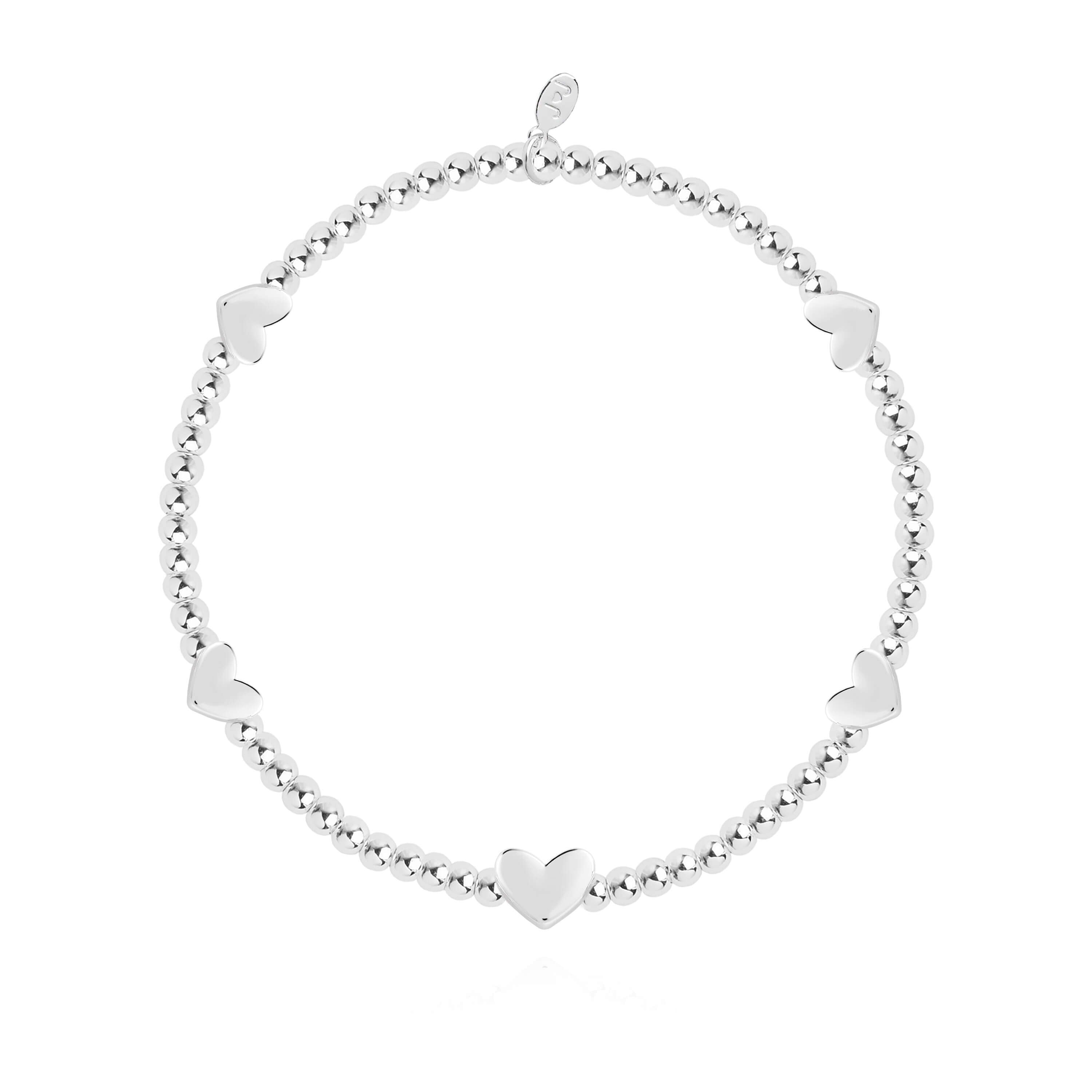 Bracelet Bar Hearts Silver Stretch Bracelet