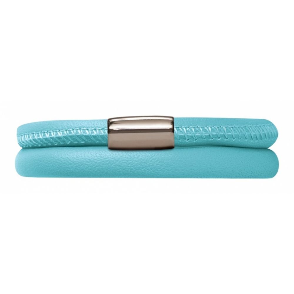 Double Band Blue Leather Bracelet