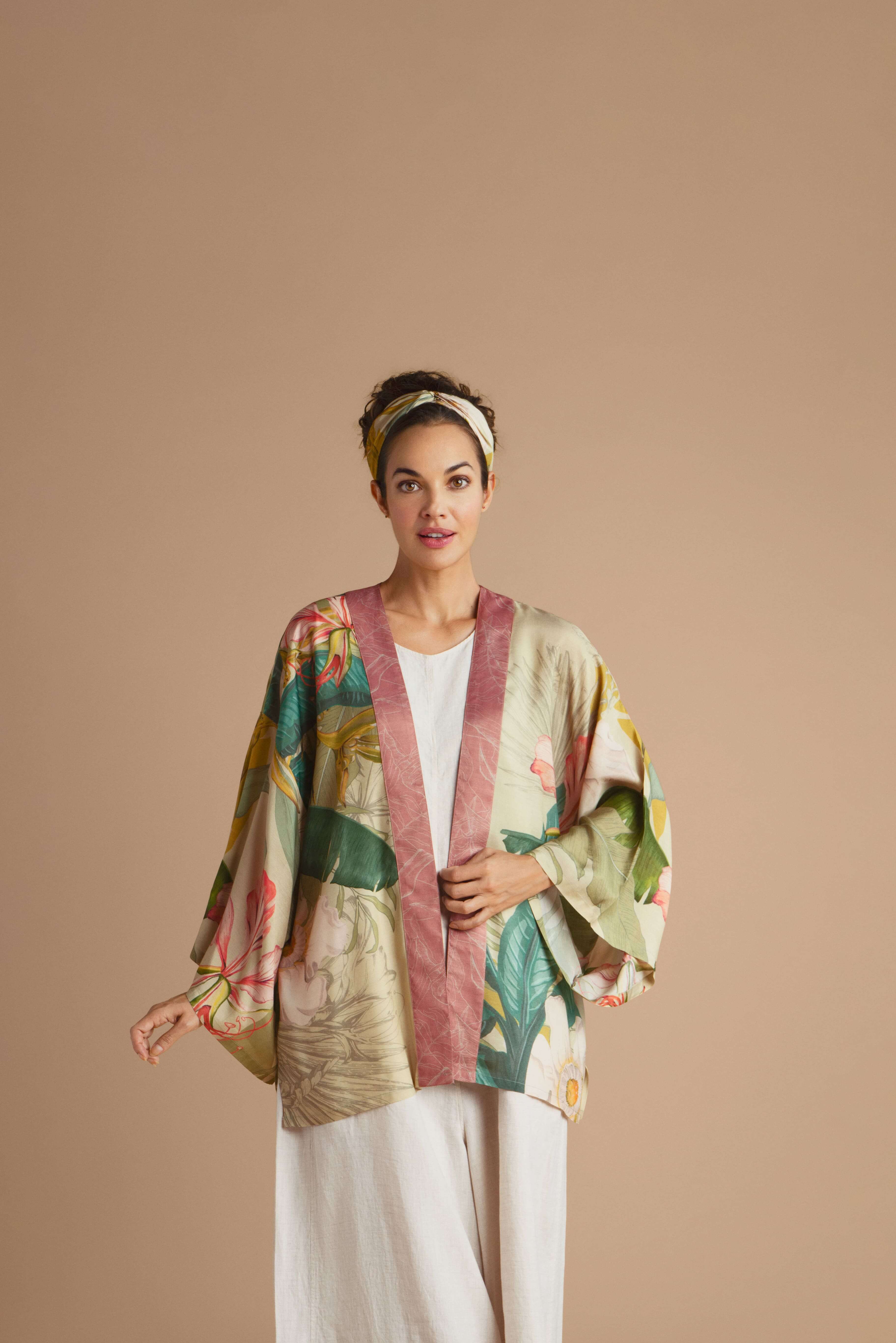 Delicate Tropics Kimono Jacket - Sage