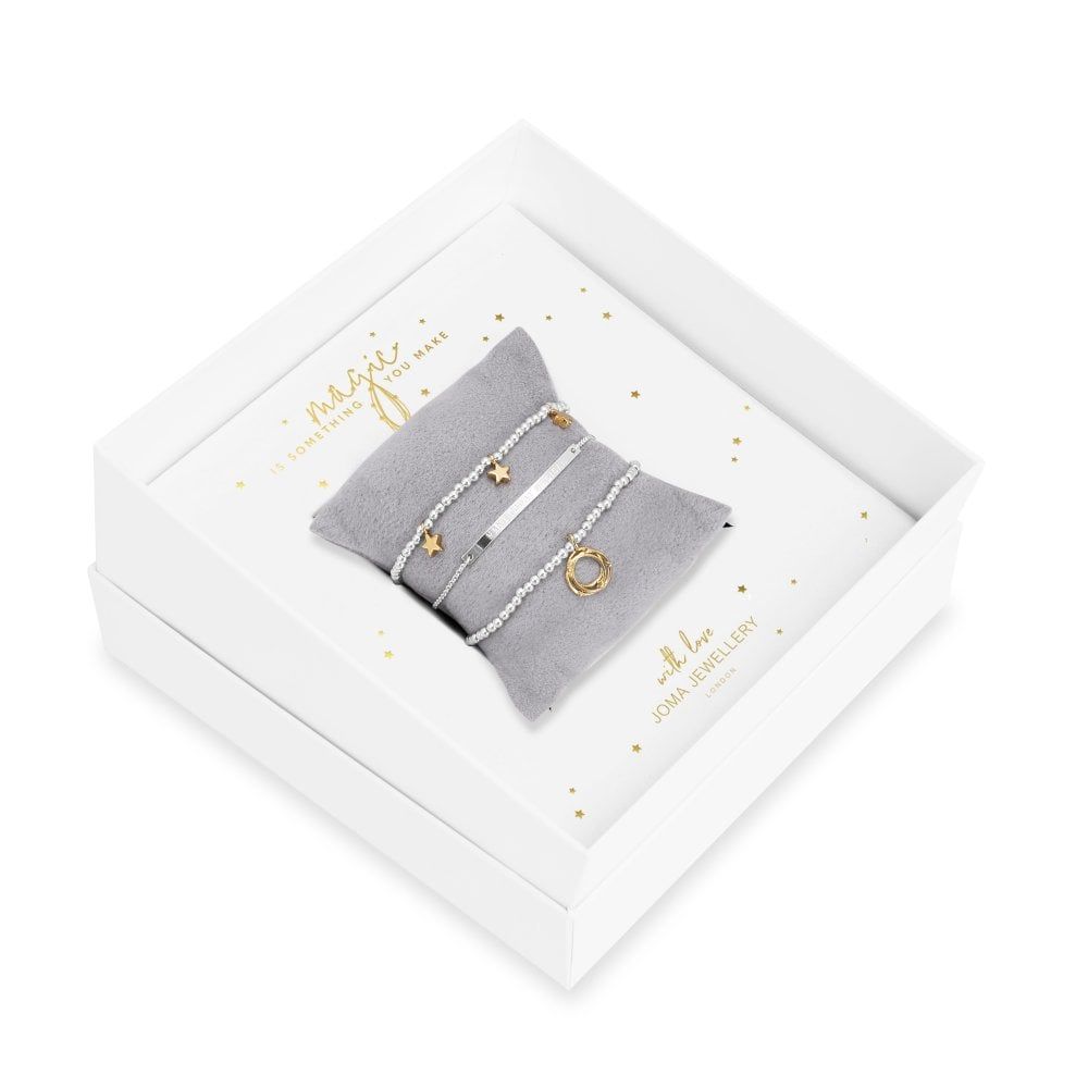 Occasion Gift Box | Magic Is Something You Make | Silver And Gold | Bracelets | X2 Bracelet 17.5cm Stretch X1 Bracelet 20cm