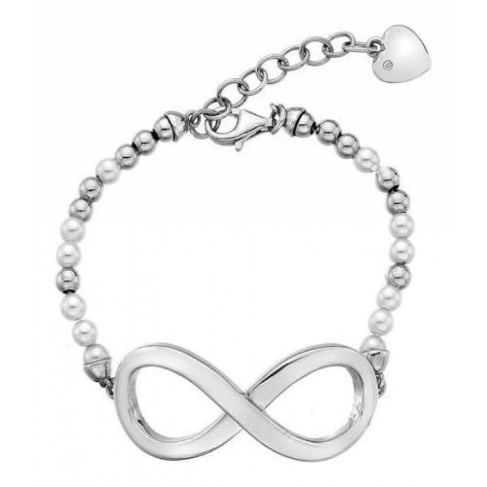 Sterling Silver Large Infinity Bead & Pearl Bracelet