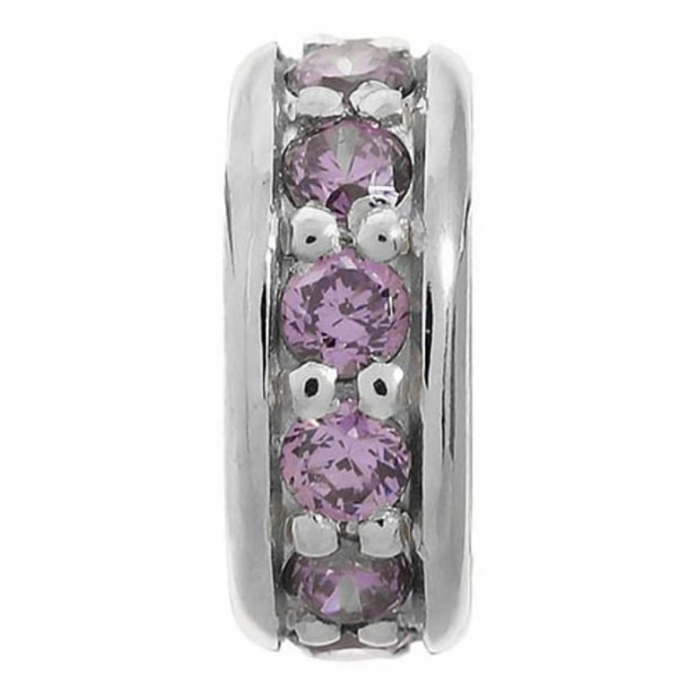 Purple CZ Sterling Silver Ring Charm