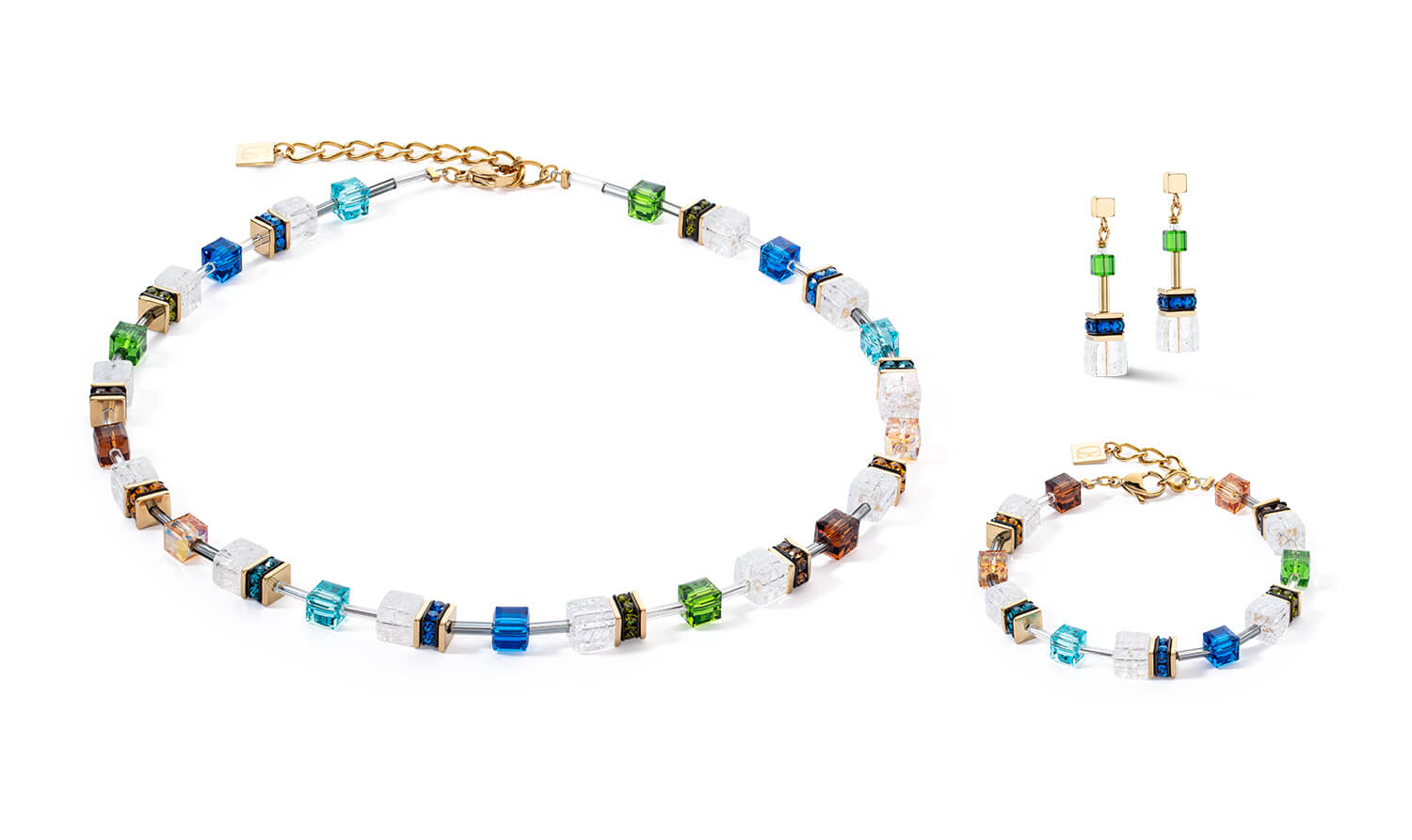 GeoCUBE Iconic Nature Earrings With Stickpin In Multicolour & Gold