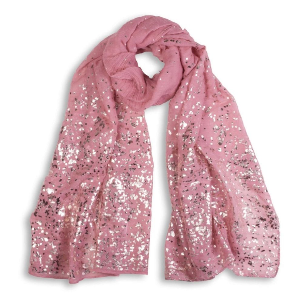 Blush Dipped Scarf - Metallic Rose Gold - Frayed Edge